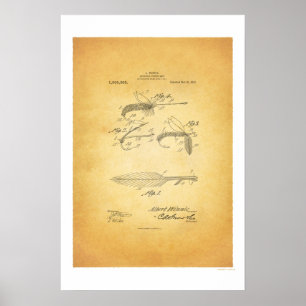 Póster Fly Fishing 1921 US Patent Poster - A Winnie