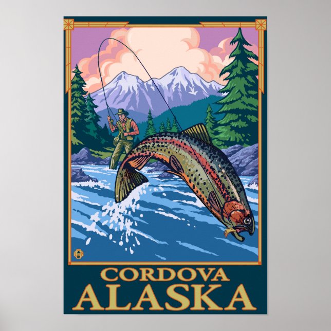 Póster Fly Fishing Scene - Cordova, Alaska (Frente)