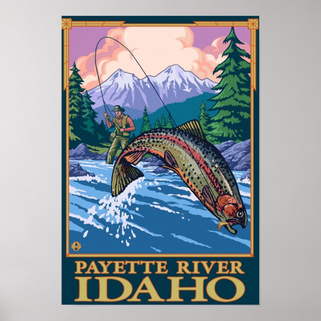 Póster Fly Fishing Scene - Payette River, Idaho (Frente)