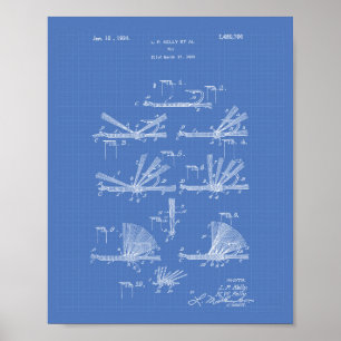 Póster Fly Hook 1924 Patent Art Blueprint