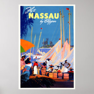 Póster Fly to Nassau by Clipper Vintage Travel
