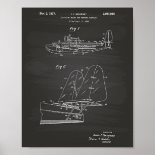 Póster Flying Machine 1937 Patent Art Chalkboard