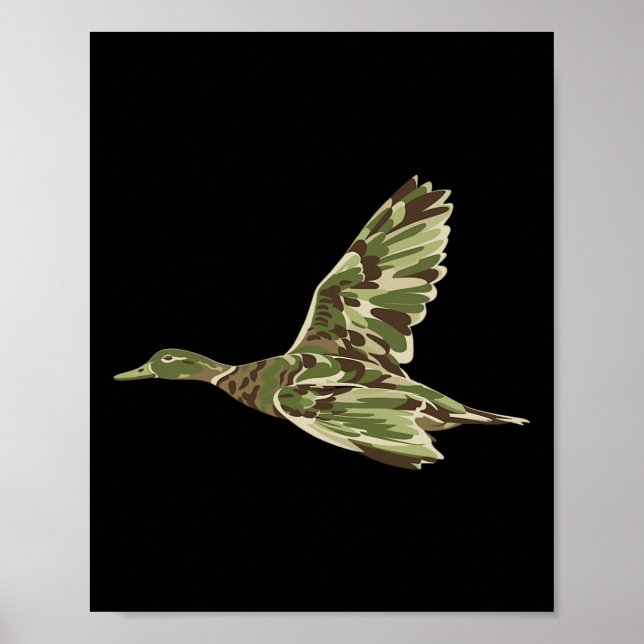 Póster Flying Mallard Duck Camouflage Camo Caza de Patos  (Frente)