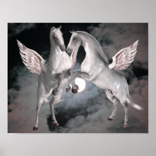 Póster Flying Pegasus Fantasy Horses Art