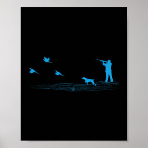 Póster Flying Pheasant Graphic Upland Bird Hunter Dog Hun