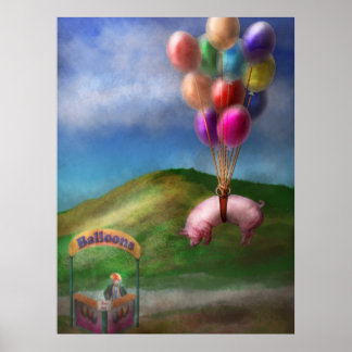 Póster Flying Pig - Child - How I wish I were a bird