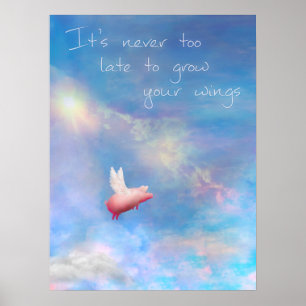 Póster Flying Pig-Grow Your Wings