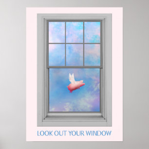 Póster Flying Pig-Look Out Your Window