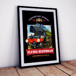 Póster Flying Scotsman Steam Locomotive Vintage Poster