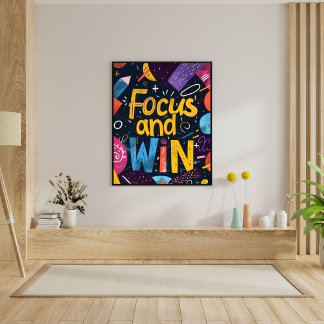 Póster Focus And Win Motivating Success Quote Wall Art