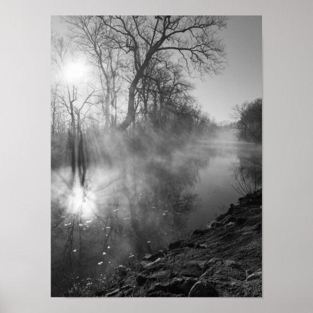 Póster Foggy River Morning Sunrise (Frente)
