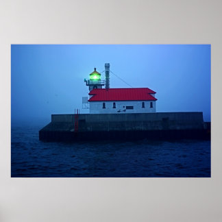 Póster Foggy South Pier Lighthouse