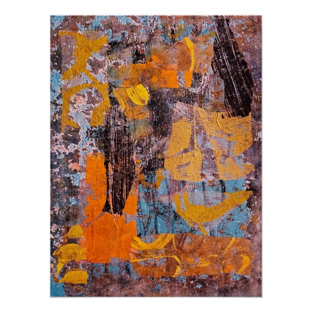 Póster Fogueada de invierno, Collage, Un abstracto de imp (Anverso)