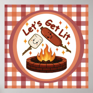 Póster Fogueira Let's Get Lit – Malvavisco y Hot Dog Lind