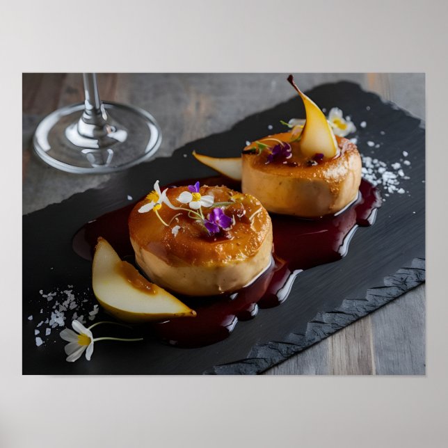 Póster Foie gras gourmet con reducción de vino rojo (Frente)