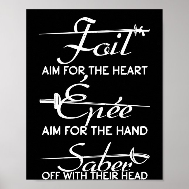 Póster Foil Epee Saber Fencing Sword Definition Fencer (Frente)