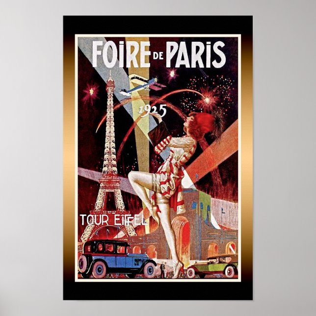Póster Foire De Paris Eiffel Tower Art Deco Poster 1925 (Frente)