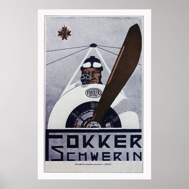 Póster Fokker Schwerin WW1 Poster de aviación - grande (Frente)