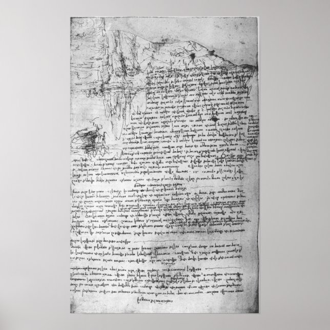 Póster Fol.145v-b, página del cuaderno de Da Vinci (Frente)