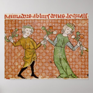 Póster Fol.215v La tentación: Una pareja bailarina