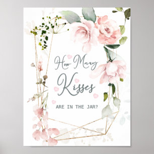 Póster Folaje Floral Rosa Cuántos Besos en el Tarro