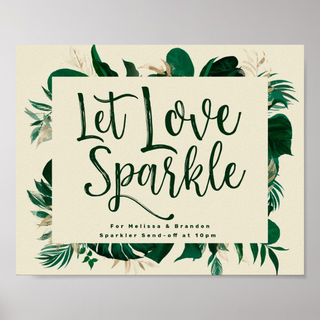 Póster Foliage Let Love Sparkle Rótulo de envío recién ca (Frente)