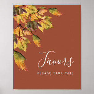 Póster Foliage rustico marrón otoño favorece la boda otoñ