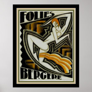 Póster ," Folies Bergere" Art Deco Print (1926) 16x20