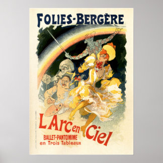 Póster FOLIES BERGERE Cheret Paris Cabaret Vintage afiche