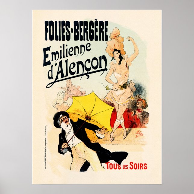 Póster FOLIES BERGERE Emilienne Paris Old Jules Cheret (Frente)