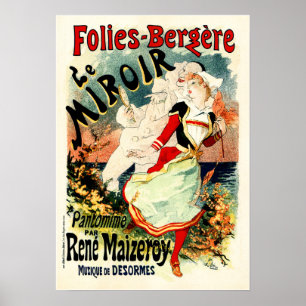 Póster FOLIES BERGERE LE MIROIR Cheret Vintage French