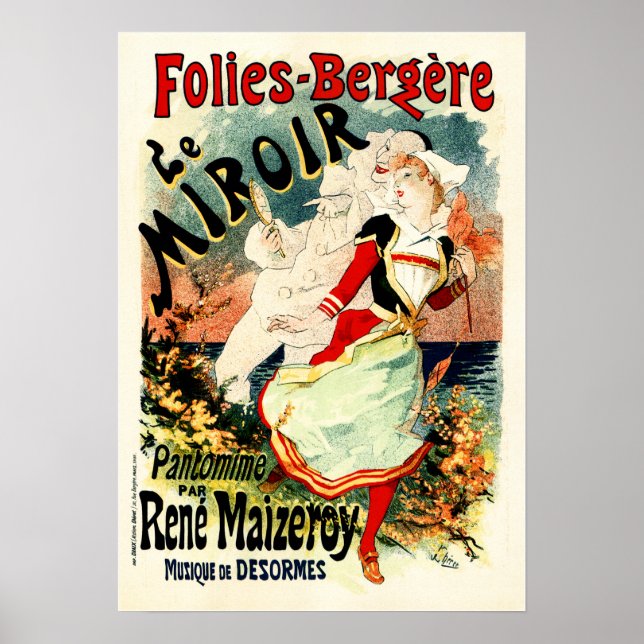 Póster FOLIES BERGERE LE MIROIR Cheret Vintage French (Frente)