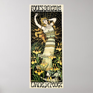 Póster FOLIES BERGERE Liane De Pougy Francia Cabaret Danc