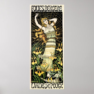 Póster FOLIES BERGERE Liane De Pougy Francia Cabaret Danc