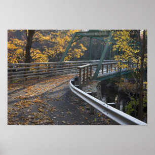 Póster Follaje de otoño y un puente sobre los Millers