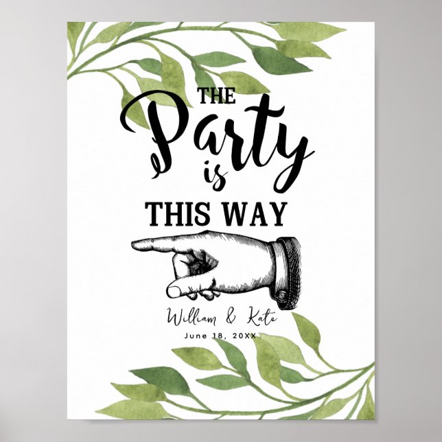 Póster follaje verde de ESTA MANERA RÓTULO FINGER POINTIN (Frente)