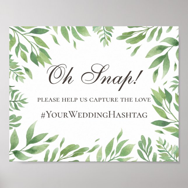 Póster Follaje verde. Hashtag boda verde instagram (Frente)