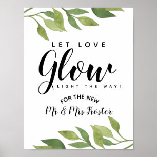 Póster follaje verde que permite que el amor brille la fi
