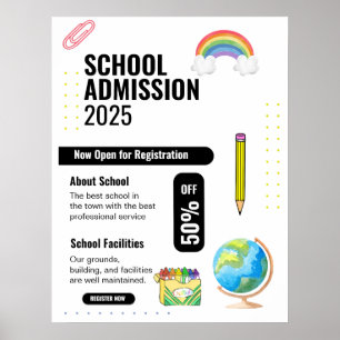 Póster Folleto de admisión escolar, folleto de promoción