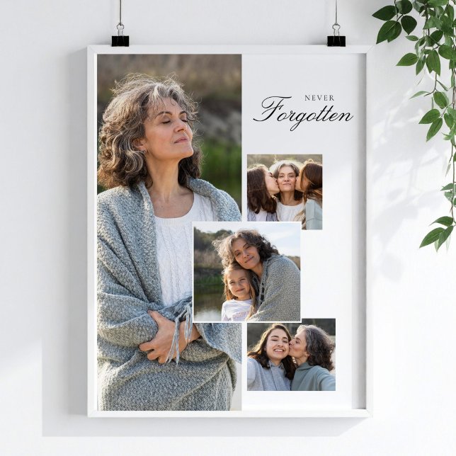 Póster Folleto de Fotos de Tributo Memorial Regalo de Aco (Memorial Tribute Photo Collage Bereavement Gift Poster, Funeral Favors)