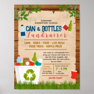 Póster folleto editable de recaudación de fondos de latas