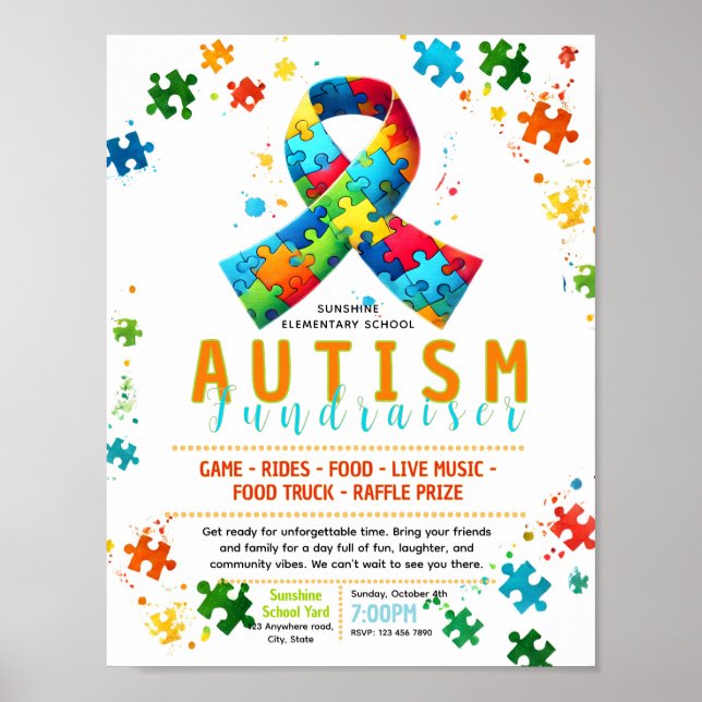 Póster Folleto editable sobre autismo (Frente)