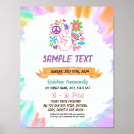 Póster Folleto hippie de tintes de tintes