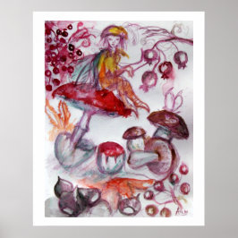 Póster FOLLETO MÁGICO DE MUSHROOMS Donde Fantasía Floral