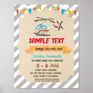 Póster Folleto temático de Cute Helicopter
