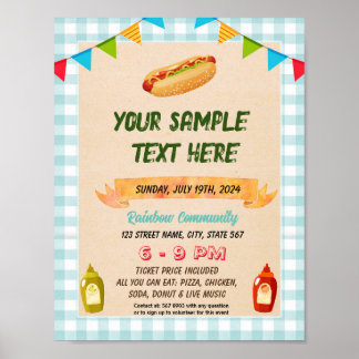 Póster Folleto temático de Cute Hotdog