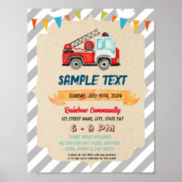 Póster Folleto temático de un camión de bomberos