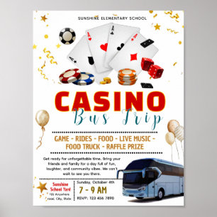 Póster Folletos de viaje en autobús editable al casino