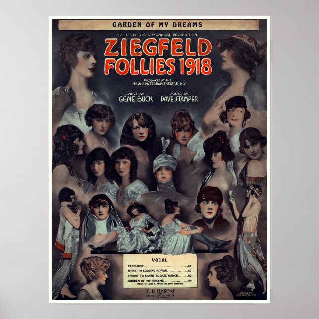 PÓSTER FOLLETOS DE ZIEGFELD DE 1918 (Frente)