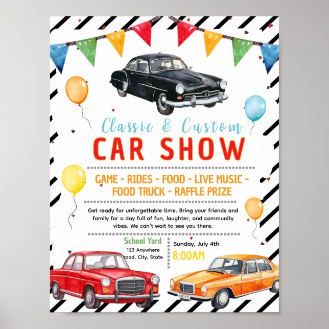 Póster Folletos editables de exposición de coches (Frente)